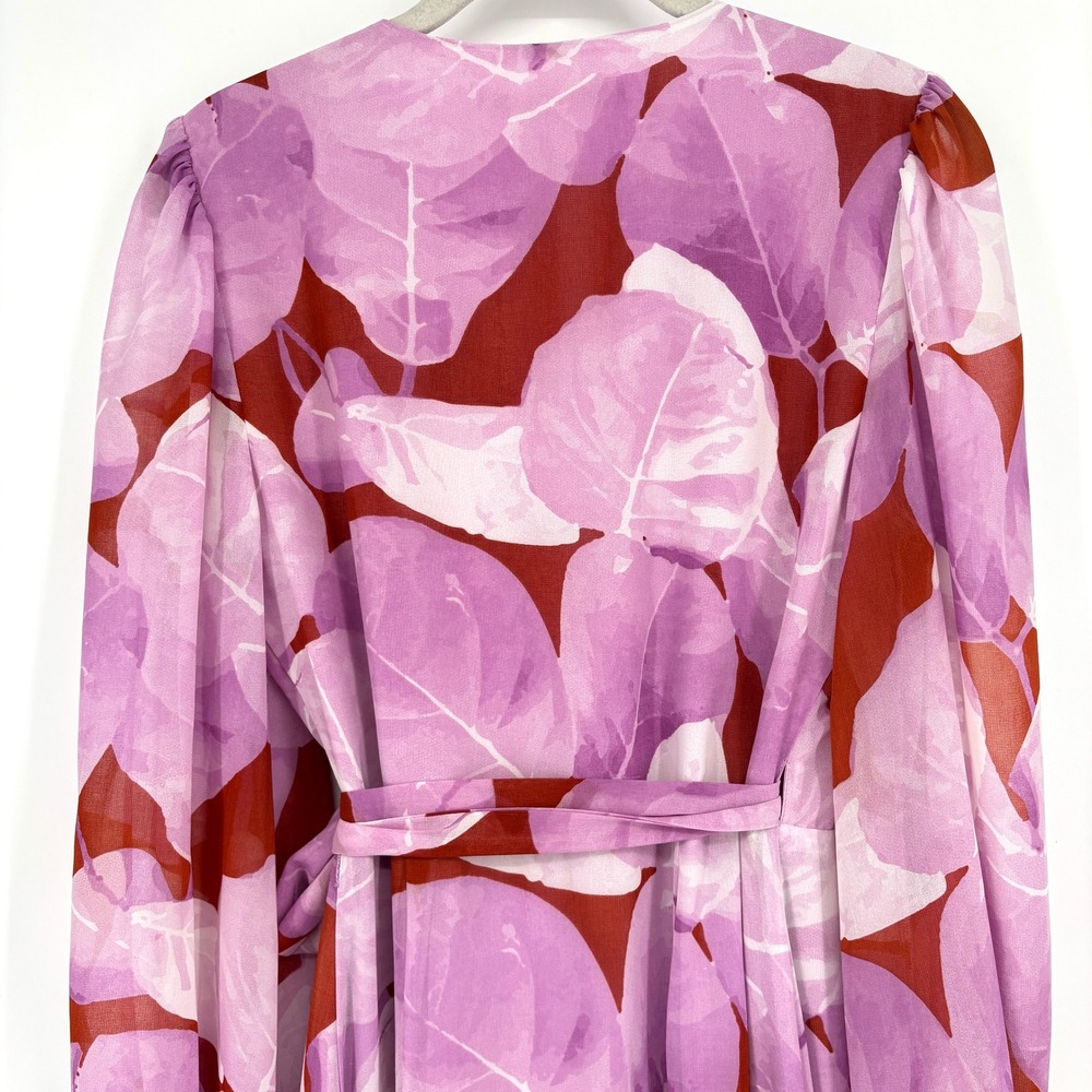 Anthropologie Hutch Floral Wrap Midi Dress Purple Brown Long Sleeve Ruffle Sz S - Picture 11 of 15